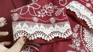 Elegant 3 Piece Embroidered Lawn & Printed Khaddar Suit | Board Neckline Design | HS Fashions