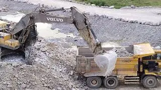 Volvo Ec480Dl Vs Tonly Tl855B. Loading limestone. #excavator #volvo #dumptruck #limestone #quarry 