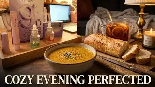 Little joy in slow living. Cozy evening routine. Making French bread, lentil soup,