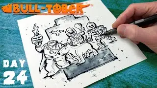 Inktober Day 24 | Bull Terrier Lego Halloween Minifigs | Draw + Commentary
