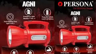 New Update, Persona Agni Solar Rechargeable Torch Cum Emergency Light With Power Bank.