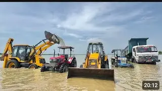 Washing My Tractors and Vehicles in Dam |JCB 3DX| Tata Truck | Mahindra Arjun 605 Swaraj 744