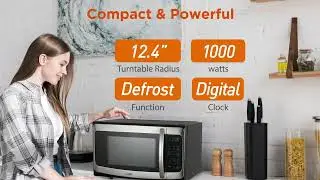 Commercial Chef CHM11MS 1.1 Cu. Ft. Countertop Microwave Oven, Black with Stainless Steel Front