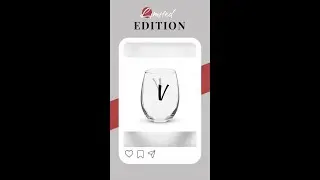 Personalized Letter V Stemless wine glass