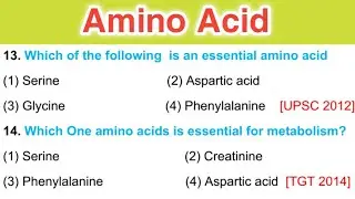 Amino Acid || Amino Acid Metabolism MCQ || Class 11 Biology