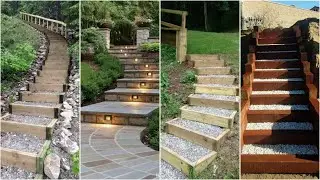 Steps and stairs in a sloping garden | Landscape Stairs Ideas 2022 | front yard stairs Design |