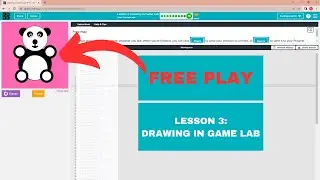 Code.org Lesson 3 Drawing in Game Lab   Free Play of drawing Cute Panda