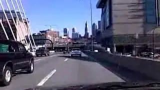 Boston big dig driving video dash point of view thru i93 tunnel and zakim bridge