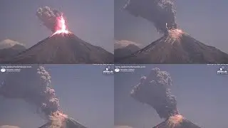 Espectacular Volcán de Colima 12 de enero 2017 explosión nocturna con rayos