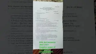 OU BBA(CBCS) 3 rd semester JULY 2021 Question paper of FINANCIAL MANAGEMENT.