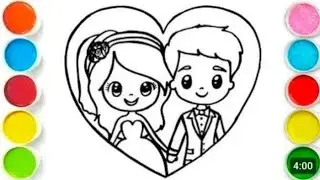 How to Draw Bride & Groom Drawing, Painting and Colouring For kids and Toddlers_ Child Art