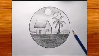 Easy Pencil Scenery Drawing || Simple Circle Drawing step by step