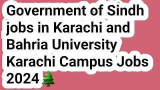 Latest Jobs in Karachi 2024 -Upcoming Government Jobs in Pakistan- Sindh-Bahria University- New