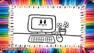 Draw and Color a Computer...✏️👧🏼👦...Drawing for Children.@ColoringKids.1