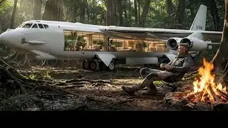 Building a Cozy Home Inside an Abandoned Airplane | ASMR No Talking