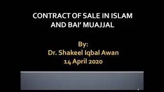 Islamic Finance - Contract of sale & Bai Muajjal