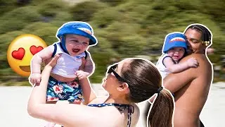 BABY'S FIRST TIME AT THE BEACH! *so cute*