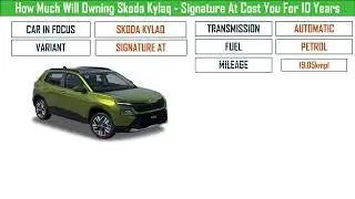 Skoda Kylaq Signature AT Ownership Cost - Price, Service Cost, Insurance (India Car Analysis)