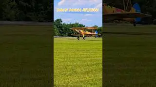 PT-17 Stearman Biplane grass runway takeoff #aviation #radialengine #ww2aircraft #classicaircraft