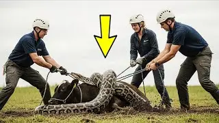 Courageous Rescue Team Fights Giant Python to Save Innocent Cow 🐍