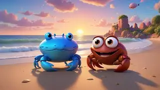 Five Little Crabs on the Sandy Shore | Crab Song Kids | Ocean Animal Nursery Rhyme & Learning Video