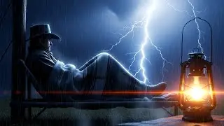 Cozy Cabin Porch Shelter During Heavy Thunder and Rain | RDR2 Relaxing ASMR