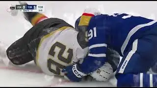 Alexander Holtz gets slammed to the ice by John Tavares, athe Ex- Captain of the Leafs #VGK #TML