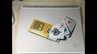 Marker木顏色畫啤牌  How to draw playing cards realistic! -Hyperrealistic
