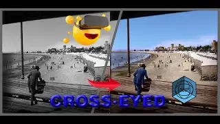 Cross eyed view image 3D, Montevideo Uruguay, 1900s. Hotel Pocitos Beach. 3D full color! No VR Box
