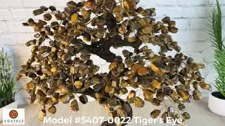 Large Handmade Gemstone Tree, Tiger's Eye, 144 branches and 720 gems (5407-0022) by agathasgems.com