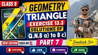 class 9 subject math chapter triangle. geometry triangle exercise solutions of vedanta excel in math