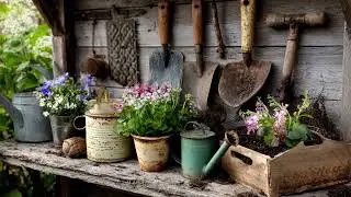 🌿 Small Rustic Garden Style: Industrial Charm with Vintage Metal & Wood Decor ✨