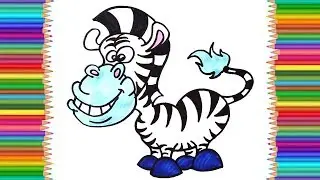 Learn how to paint Zebra. Coloring pages for childrens | Learn colors for toddlers