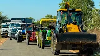 Jcb 3dx loading Mud in TATA Tippers Tractors Swaraj 855 Fe New Holland 3630 Tractor 4x4 Thar Truck 