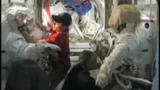 ESA astronauts working on the ISS