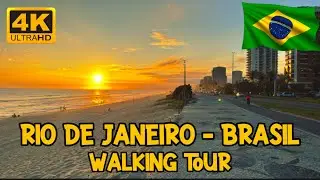 SUNSET IN RIO 🌅 Barra da Tijuca 4K Walking Tour & Drone (Rio de Janeiro, Brazil)