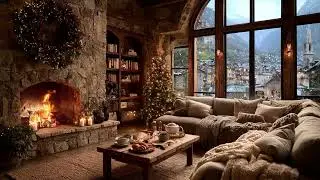 🎹🔥Relaxing Piano Winter Fire Ambience | Snowfall Calm for Focus, Mental Reset & Stress Relief