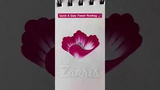 🩷🤍 Quick & Easy One stroke floral painting using acrylic paints & simple angular brush strokes 🖌️🎨