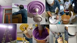 Wall painting (Day 2) colour combination for Studyroom,makeover of Studyroom #painting #wallpainting