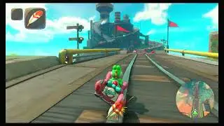 Mario Kart Word Map on Switch 2 Yoshi exploying the map train track riding fun exployering