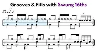 Grooves & Fills with Swung 16th Notes | Sight Reading Exercises for Drummers