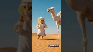 The Fluffy Cat and the Desert Camel Adventure #shortsfeed #dubidubidu #DreamScreenAI