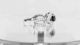 Black Diamond Twisted Engagement Ring 1.52 Carat 14K White Gold Unique Handmade