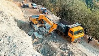 Pro Excavator Operator Tackles Deadliest Mountain Road Job | Dump Trucks | JCB | Excavator Planet
