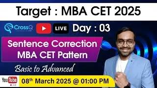 MBA CET 2025 Preparation LIVE |   Session 3 Sentence Correction 1 #mba    #mbacet2025  #jbims