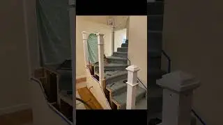 Staircase remodel custom made box newel Shaker style wall  ￼