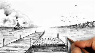 How to Draw a PIER Step by Step in ONE POINT Perspective