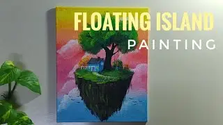 How to paint flying Island|| Floating Island painting||By Rohith||Acrylic painting||