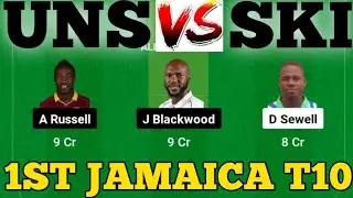 UNS vs SKI || SKI vs UNS Prediction || UNS VS SKI 1ST JAMAICA T10 MATCH