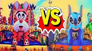 พาดูการสูบลมสไลเดอร์เป่าลมสติ๊ช VS เสือชีต้าร์|Outdoorplayground